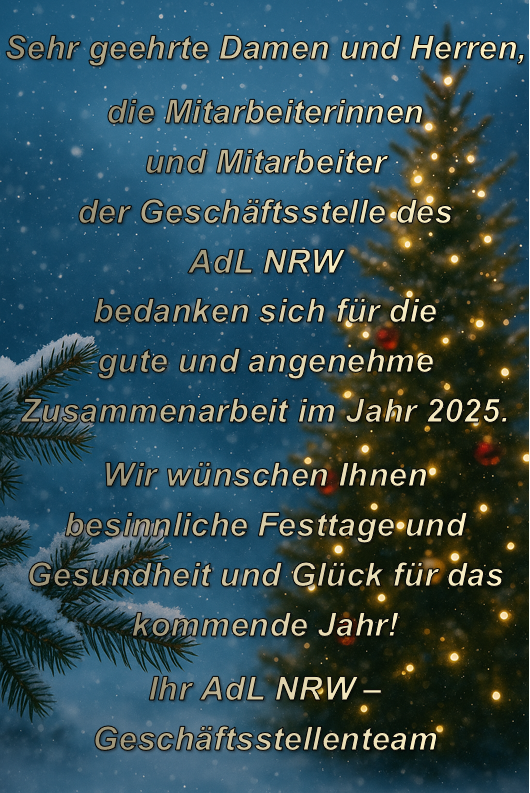 Weihnachtsgrüße der Geschäftsstelle des AdL NRW